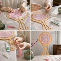 DIY Song Brocade Pearl Round Fan Kit with Tassel - Chinese Style Craft for Kids & Adults
