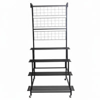 Supports Climbing Plants Rolling Plant Stand with Trellis Multi-Tier Design Tiered Metal Trellis Freestanding Flower Rack Space-Saving for Gardeners, Homeowners, Home Decorators, Balcony, Patio, Living Room, Office