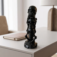 3D-Printed Stacked Skull Sculpture Spooky Skull Sculpture Compact Skeleton Ornament Decorative for Entryway