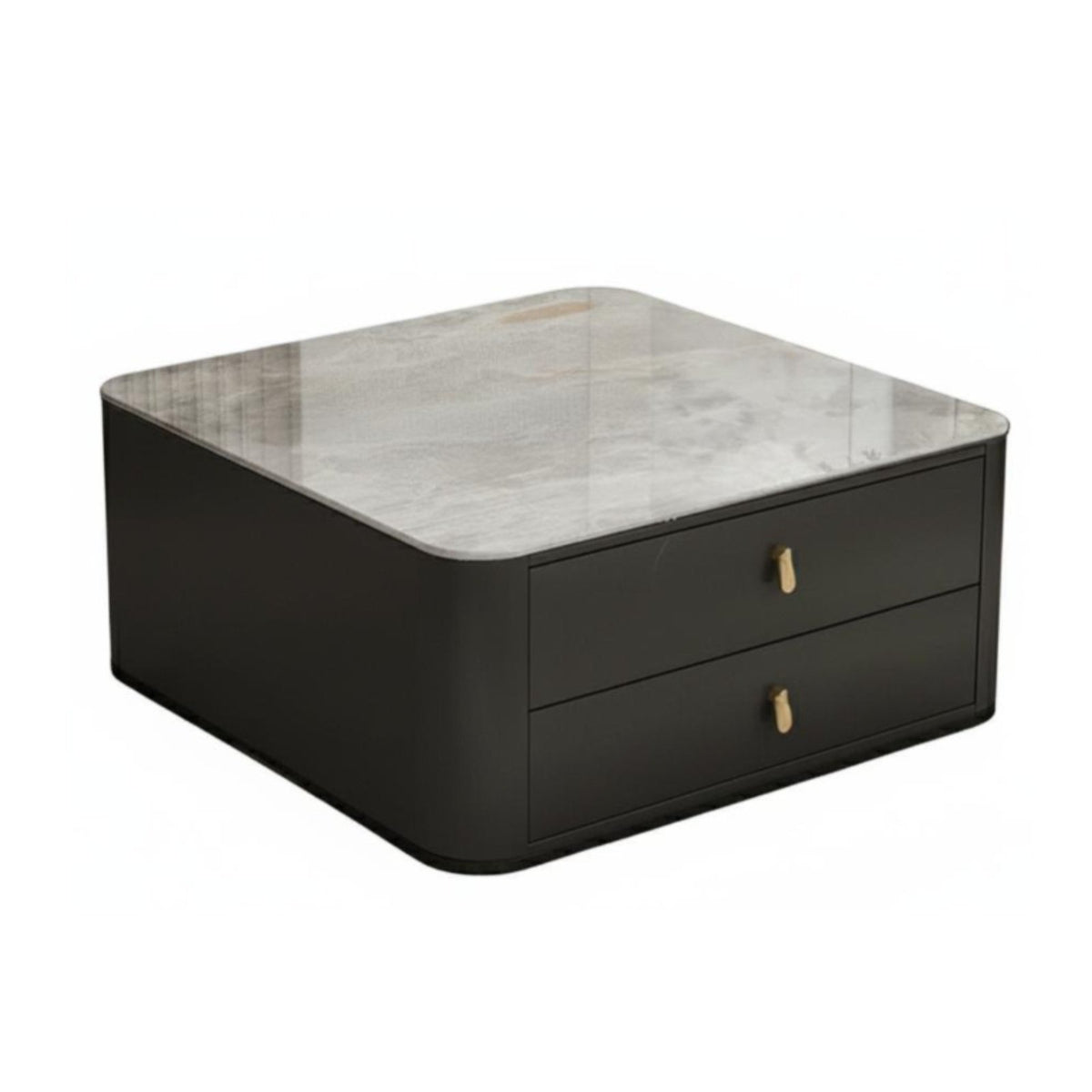 Rock Slab Top Square Storage Table Minimalist Design Living Room Furniture Scratch Resistant Easy to Clean for Apartment Dwellers, Homeowners, Families, Small Areas, Den, Lounge Area