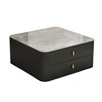 Rock Slab Top Square Storage Table Minimalist Design Living Room Furniture Scratch Resistant Easy to Clean for Apartment Dwellers, Homeowners, Families, Small Areas, Den, Lounge Area