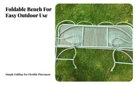 Wrought-Iron Design Foldable Two-Person Decorative Seat Vintage design Garden Bench Weatherproof Outdoor Furniture for Gardeners, Homeowners, Photographers, garden area, Backyard, Porch, Balcony