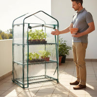 3 Tier Greenhouse Rainproof PVC Greenhouse Tent Waterproof Mini Plant House for Gardeners