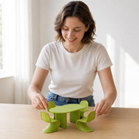 5 Pieces Light Green Dollhouse Dining Set Molded Plastic Miniature Table and Chairs Rounded Edges Miniature Dining Furniture Polished Finish for Display