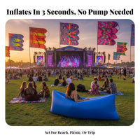 No Pump Needed Wind-Filled Couch Lightweight Wind-Filled Lounger Quick Setup Air Sofa Includes Carry Bag for Beachattendeesers, Festival-Attendeesers, Camping, Beach, Music Festivals, Picnics