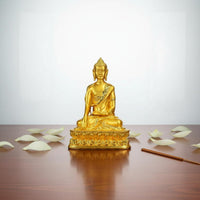 Small Golden Buddha Statue Intricate Features Miniature Buddhist Deity Figurine House Decoration for Home Altar, Car Dashboard