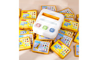 Smart Cards Card-Based Learning Toy Compact White Card Reader Toy Rounded Educational Device Light Bar for Early Education, Desk Play
