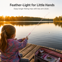 Pink Macaron Carbon UL Solid Baitcasting Rod Set for Kids and Beginners