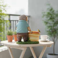 Hedgehog Statue with Planter Outdoor Hedgehog Planter Resin Cartoon-Style for Gardeners, Flower Beds, Patio