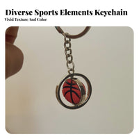 Great Gift Rotating Sports Ball Keychain Miniature Size Rotating Ball Key Loop for Children, Teenagers, Team Gifts, Everyday Carry