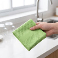 Weave Microfibre Cloth Tea Towels, Highly Absorbent Microfibre Cloth for Glass and Dishes, Reusable Cleaning Tool with Locked Border