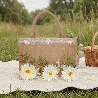 Jute Tote Bag Structured Rectangular Tote Bag Effortless to Tidy Daily Carrier for Gift Carrying