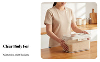Moisture-Proof Rice Storage Container Transparent Body Airtight Dry Food Container Pouring Spout for Countertop