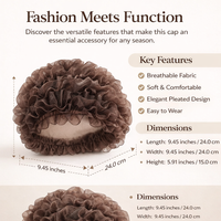 Hat Wig for Women with, Breathable Turban Cap for Casual Use, Adjustable Fit Polyester Material, Pleated Edge