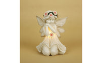 Solar Garden Angel Statue Lighted Garden Angel with Solar Panel Statue with LEDs Weather Resistant Hand-Painted for Flower Bed