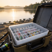 Fishing Tackle Box for Sea Anglers, Handheld Lure Storage, 40 Compartment Translucent White PP Fishing Box, 23x18x10.7cm