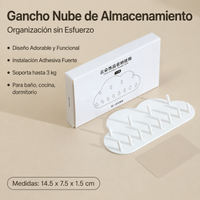 Cloud Wall Hanger, White Double Hook for Bathroom, 7.5x14.5x1.5 cm, Supports 3 kg