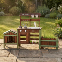 Wooden Outdoor-Pretend Kitchen Storage Space Pretend Cooking Playset Round Knobs Infant Toy