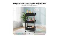 Wheeled Mobility three-tier Foldable trolley Multi-Functional Utility Trolley Space-Saving Household Storage Sturdy Construction for Office Workers, homeowners, Bedroom, Living Room, Kitchen, Bathroom