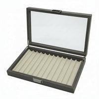 Wood Pen Box with Glass Lid Wooden Display Case Pen Display Box Organized for Office
