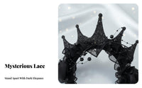 dark romantic & fashion blossom Lace Crown celebration Wear Celebratory Crown Handmade Hair Accessory Colorful for Cosplayers, Party-Goers, Halloween Parties, Costume gatherings, Photo Shoots, Photoshoots