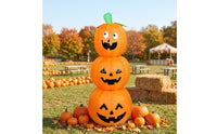 Stacked Pumpkin Inflatable Tall Stacked Pumpkins Large Jack O'lantern Decoration for Homeowners, Lawn