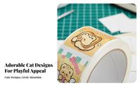 Black Cat Er Roll DIY Decoration Cartoon Cat Sealing Ers Removable Without Residue Cute Kitten Labels for Teenagers, Teens, Laptops