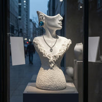 Floral Lace Trim Resin Jewelry Bust Textured Necklace Display Bust Countertop Earring Mannequin Stand Smooth Finish