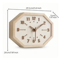Octagonal Wall Clock Wood Silent Wall Clock Minimalist for CleanLiningAficionados, Bedroom