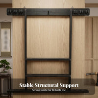 Space Saving Pool Cue and Ball Rack Game Room Storage Dark Finish Vertically Mounted