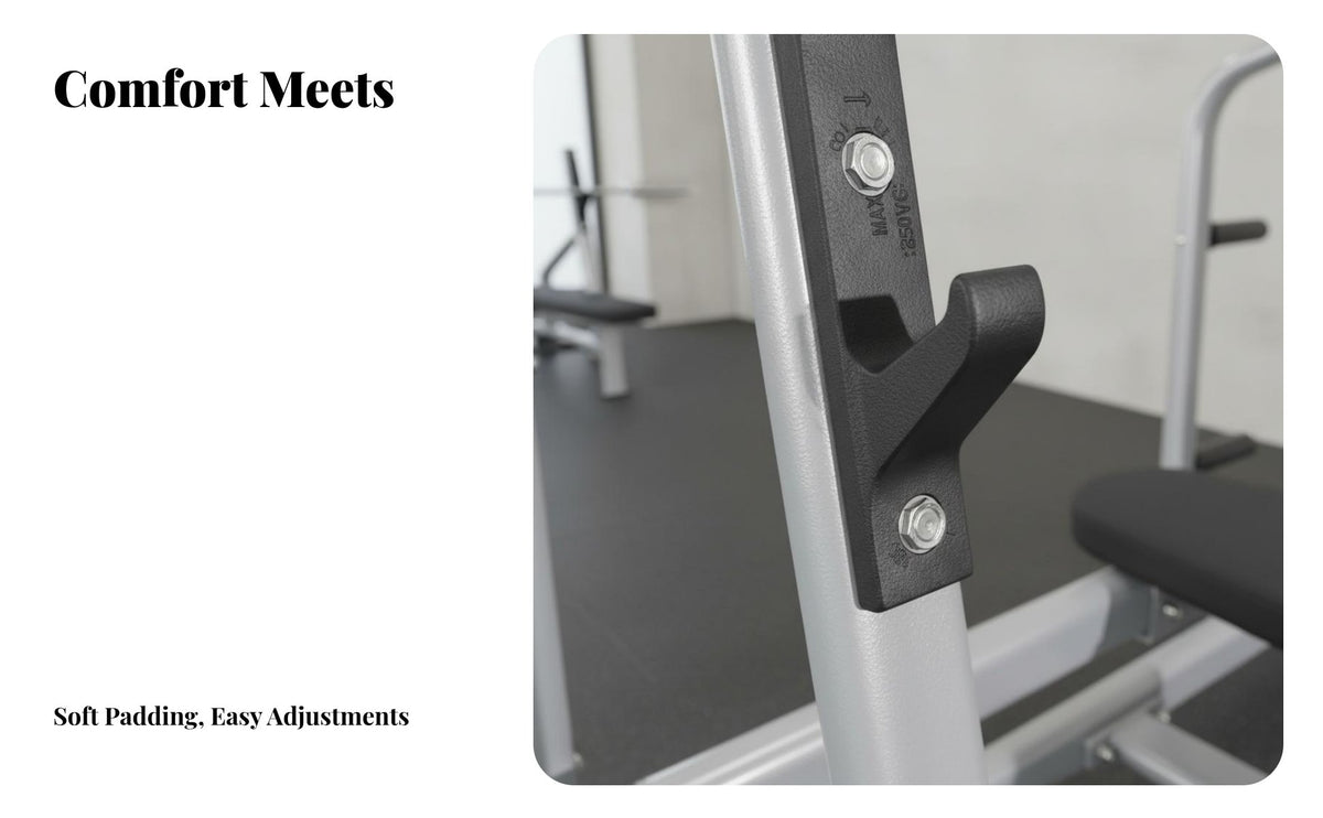 Heavy Duty Weight Bench with Squat Rack Stable and Long-Lasting Bench Press Rack Padded Cushion Non-Slip Design for Weightlifters, Bodybuilders, Fitness Enthusiasts