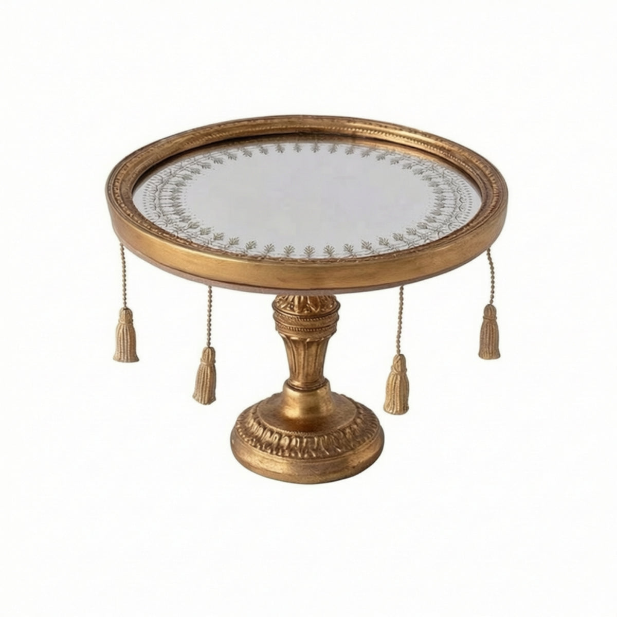 Mirrored Pedestal Tray Embossed Display Riser with Mirrored Surface Reflective Mirror Display Riser for Photo Setup
