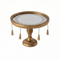 Mirrored Pedestal Tray Embossed Display Riser with Mirrored Surface Reflective Mirror Display Riser for Photo Setup
