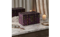 Antique Design Storage Chest Lockable Vintage Wooden Box Antique Design Treasure Chest Hinged Lid Home Decor Faux Leather