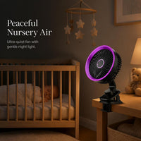 Quiet Clip-on USB Desk Fan with Night Light, Portable Rechargeable Mini Fan for Home, Office, Car, and Stroller