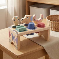 Wooden Pounding Bench Solid Construction Sorting Bench Develops Fine Motor Skills Wooden Learning Toy for Young Children