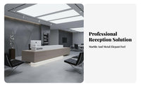 Wide Desktop Modern Reception Desk Large Storage Capacity Minimalist Lobby Front Desk Sturdy Structure Checkout Counter Versatile for Receptionists, Office Managers, Business Owners, Sales Center, Hotel, Company Entrance, Shop
