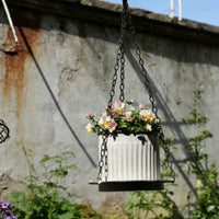 Hanging Metal Planter Drainage Hole Ribbed Hanging Planter Decorative