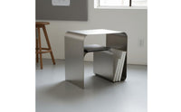 Stainless Steel Side Table One-Piece Molding Minimalist Metal Nightstand Multi-Functional C-Shaped End Table for Bedroom, Living Room, Office
