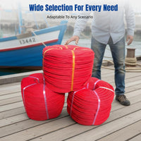 Polypropylene Safety Rope, Red 3-Strand, High Strength, Port, Marine, Fishing, Lifting, Multipurpose