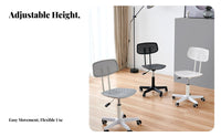 Adjustable Height Armless Swivel Desk Chair Blast-Resistant-Proof Gas Lift Armless Rolling Chair with Perforated Back Easy to Clean Office Furniture Ergonomic Design for Students, Home Workers, Adults, Study Room, Dormitory, Bedroom