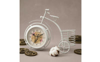 Wire Basket Cycle Clock White Table Timepiece Metal Frame Home Decor
