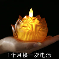 New Colored Glaze Lotus Lamp LED Light for Buddha Altar, Battery Operated, Colorful Everlasting Light