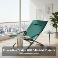 Lightweight Office Rest Chair Padded Headrest Foldable Recliner Breathable Material Portable Recliner Anti-Slip Feet for Homeowners, Beachgoers, Balcony, Outdoor, Backyard, Camping