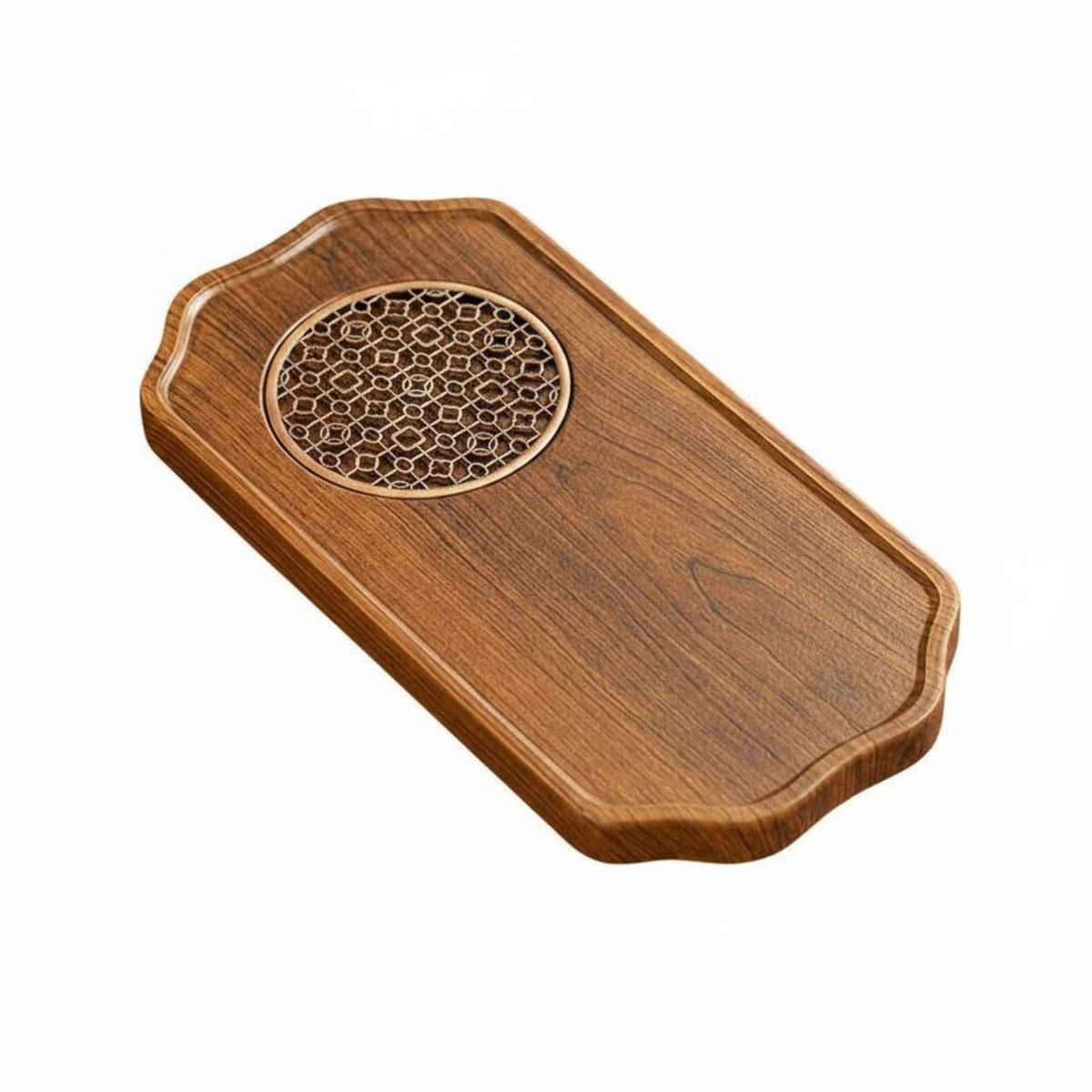 Minimalist Design Walnut Finish Tea Platter Compact Size Dry Brew Tea Tray for Home, Office