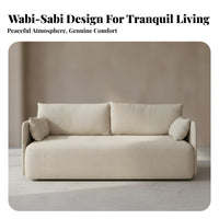 Nordic design 3-Seater Straight Sofa Modern Design 3-Seater Deep-Seat Sofa Wabi-Sabi Aesthetic Living Room Furniture Textured Fabric Upholstery for Apartment Dwellers, Homeowners, Families, Home, Reception Area, Bedroom, Office