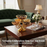 Stylish & Decorative Rotating Fruit Platter Elegant Design Multi-Tier Snack Tray Large Capacity for Party Hosts, Living Room, Holidays