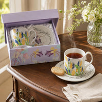 Tulip Coffee Mug and Saucer Set, French Afternoon Tea Cup Gift Box