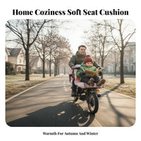 Winter Electric Tricycle Seat Cover Warm Complete Rear Seat Cushion Soft & Comfortable Vehicle Accessory for Children, Parents, School Run, Outdoor