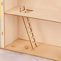 Assembly Cottage with Ladder Unfinished Wooden Woodcraft Two-Tier Miniature Wooden house for Hobbyists